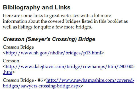 External Covered Bridge Links Picture